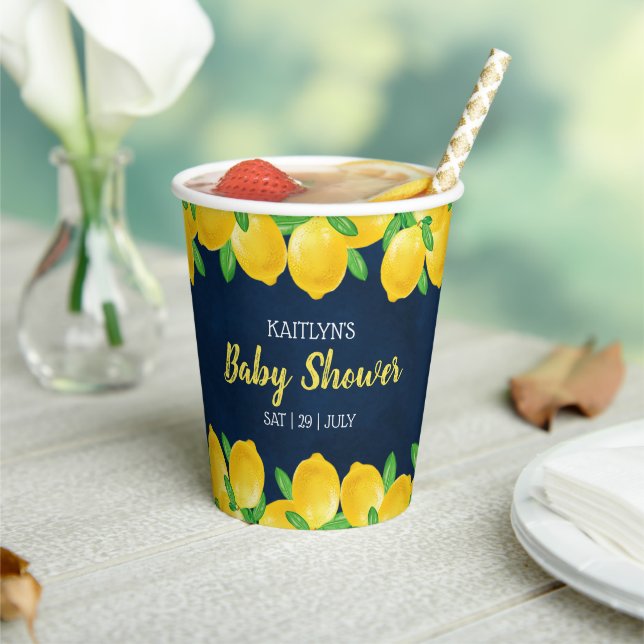 Gobelets En Papier Aquarelle moderne Baby shower citronnier (Insitu)