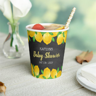 Gobelets En Papier Aquarelle moderne Baby shower citronnier