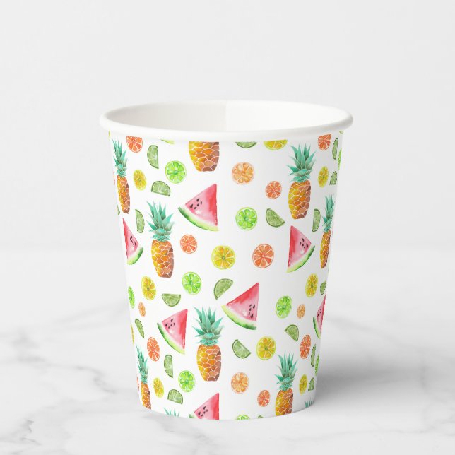 Gobelets En Papier Aquarelle Motif de fruits en conserve (Gauche)