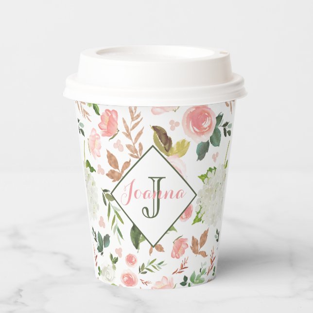 Gobelets En Papier Aquarelle Motif Floral (Recto)