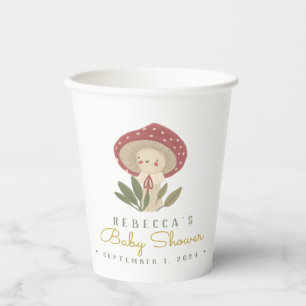 Gobelets En Papier Aquarelle Petits Baby showers de champignons Coupe