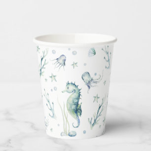 Gobelets En Papier Aquarelle sous les tasses de papier marin