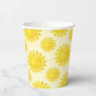 Gobelets En Papier Aquarelle Sunshine Coupes de papier d'anniversaire