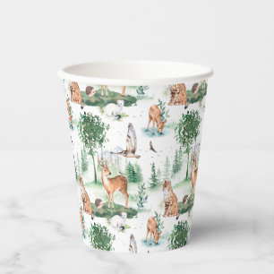 Gobelets En Papier Aquarelle Woodland Baby Motif animal