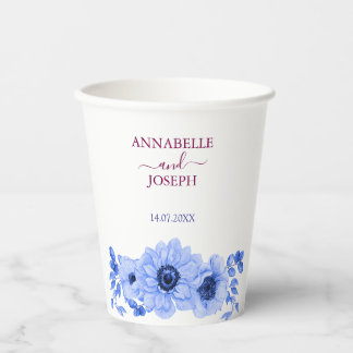 Gobelets En Papier aquarelles Florales Botanique Moderne Mariage