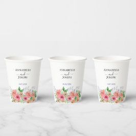 Gobelets En Papier aquarelles Florales Mariage Botanique Moderne
