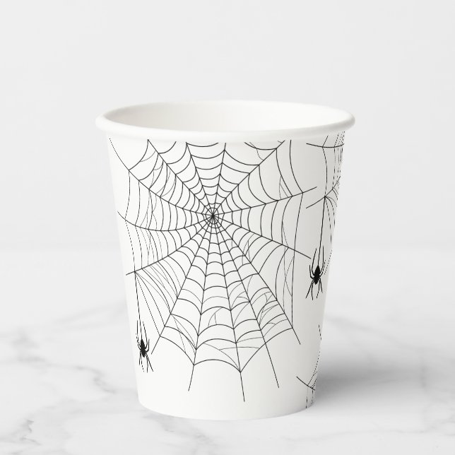 Gobelets En Papier Araignées Et Araignées Web Simple Halloween (Recto)
