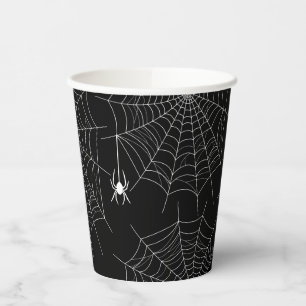 Gobelets En Papier Araignées Noires Et Blanches Et Cobwebs Halloween