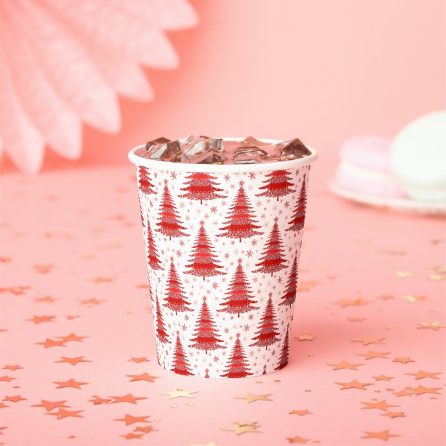 Gobelets En Papier Arbre de Noël Design Motif rouge (Insitu)