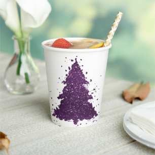 Gobelets En Papier Arbre de Noël Moody   Plum profond