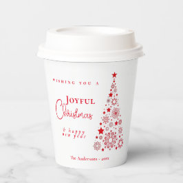 Gobelets En Papier Arbre de Noël Rouge Festif