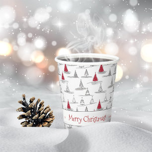 Gobelets En Papier Arbre de Noël rouge Motif#5 ID1009