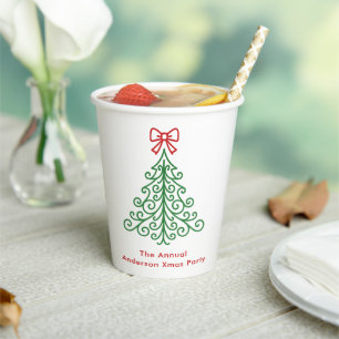 Gobelets En Papier Arbre simple avec bow Noël moderne