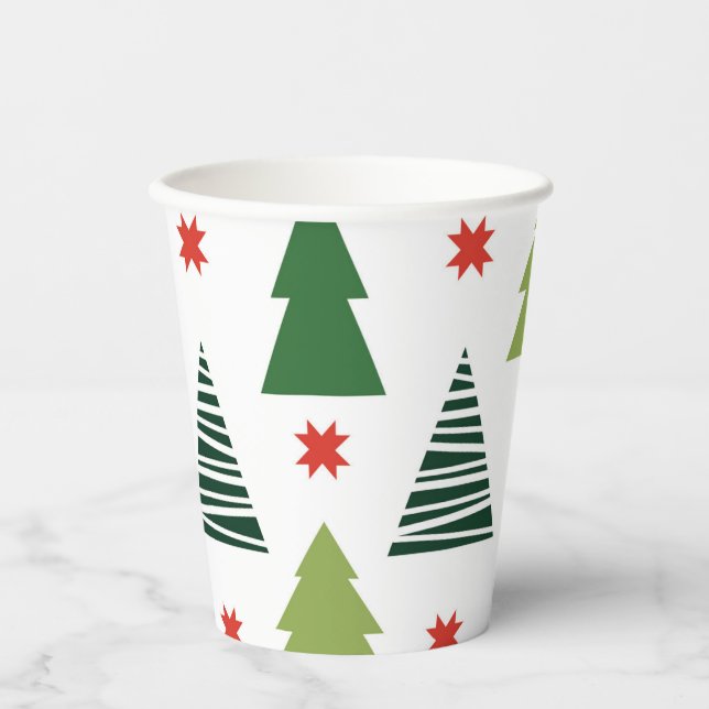 Gobelets En Papier Arbres de Noël (Recto)