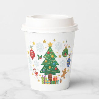 Gobelets En Papier Arbres de Noël et ornements