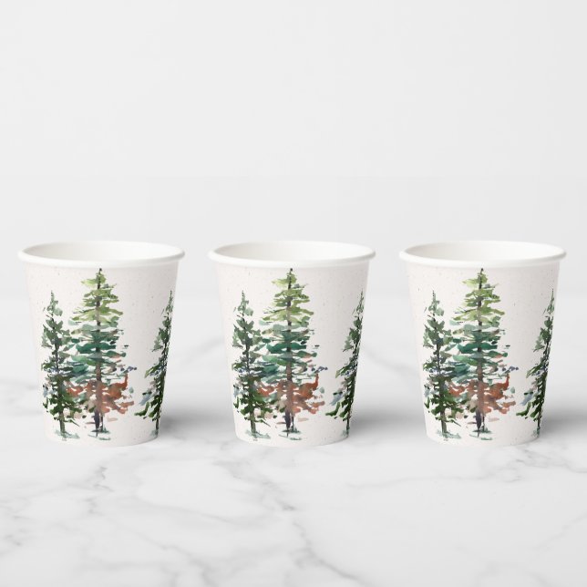 Gobelets En Papier Arbres forestiers d'hiver (Multi)