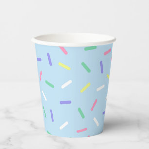Gobelets En Papier Arc-en-ciel bleu arrose confetti amusant coloré