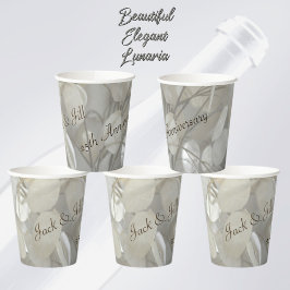 Gobelets En Papier Argent Dollar Lunaria 25e Anniversaire Élégant