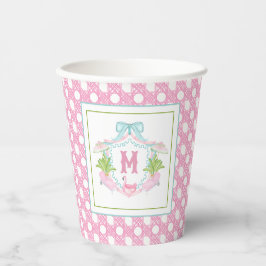Gobelets En Papier Armoiries de monogramme Preppy Palm Beach