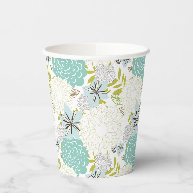 Gobelets En Papier Arrière - plan floral (Gauche)