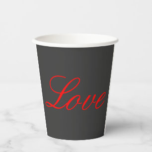 Gobelets En Papier Arrière - plan gris tendance Red Love Mariage