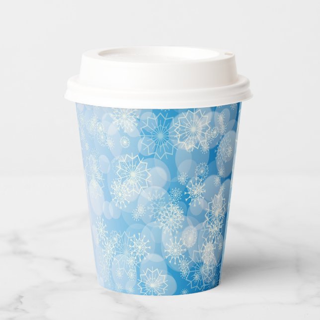 Gobelets En Papier Arrière - plan Snowflake (Recto)