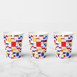 Gobelets En Papier Art Abstrait de Style Piet Mondrian