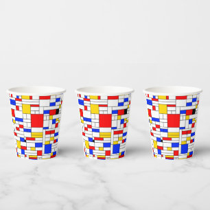 Gobelets En Papier Art Abstrait de Style Piet Mondrian