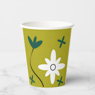 Gobelets En Papier Art botanique abstrait de fleur de marguerite mini