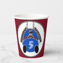 Art Déco Comic Style Blue Race Car