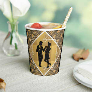 Gobelets En Papier Art Déco Roaring 20's Couple New Year's Eve Party