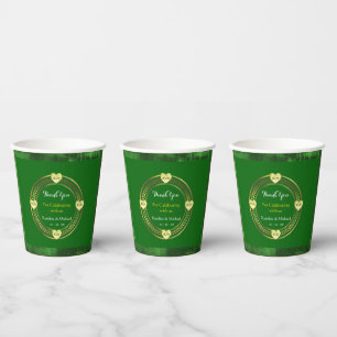 Gobelets En Papier Artsy Green Earthy Abstrait Wedding Party Event