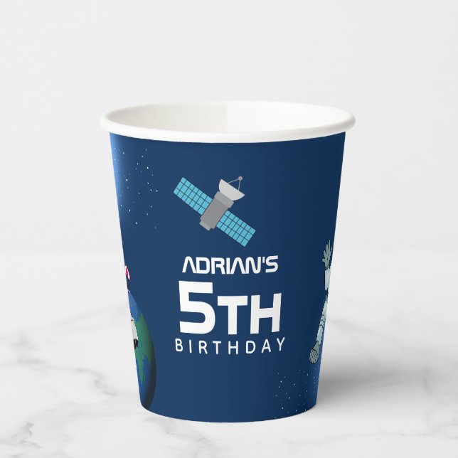 Gobelets En Papier Astronaut dans l'espace Galaxie Thème Anniversaire (Gauche)