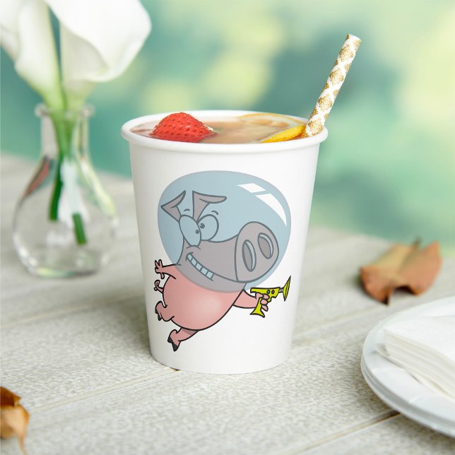 Gobelets En Papier Astronaut De Cochon Spatial Avec Phaser (Créateur téléchargé)