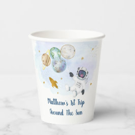 Gobelets En Papier Astronaut Planètes Space Blue Gold Anniversaire