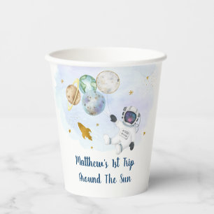 Gobelets En Papier Astronaut Planètes Space Blue Gold Anniversaire