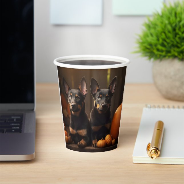 Gobelets En Papier Australien Kelpie Puppy Citrouille de plaisir d'au (Insitu)