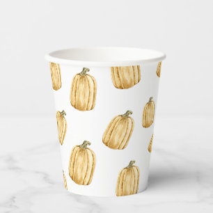Gobelets En Papier Automne Aquarelle Orange Citrouille Party