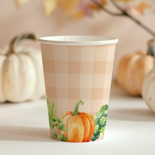 Gobelets En Papier Automne baby shower agricole de Citrouille de bébé