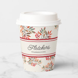 Gobelets En Papier Automne Botanique Rouge Feuille ivoire personnalis