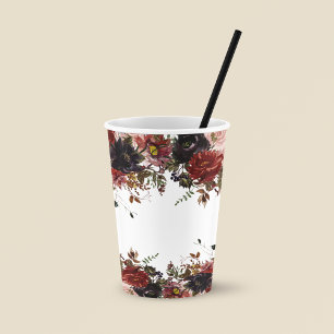 Gobelets En Papier Automne Floral Aquarelle Rose Fleurs