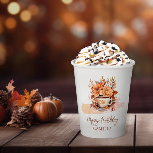 Gobelets En Papier Automne Floral Cottage Core Teacup Anniversaire Te