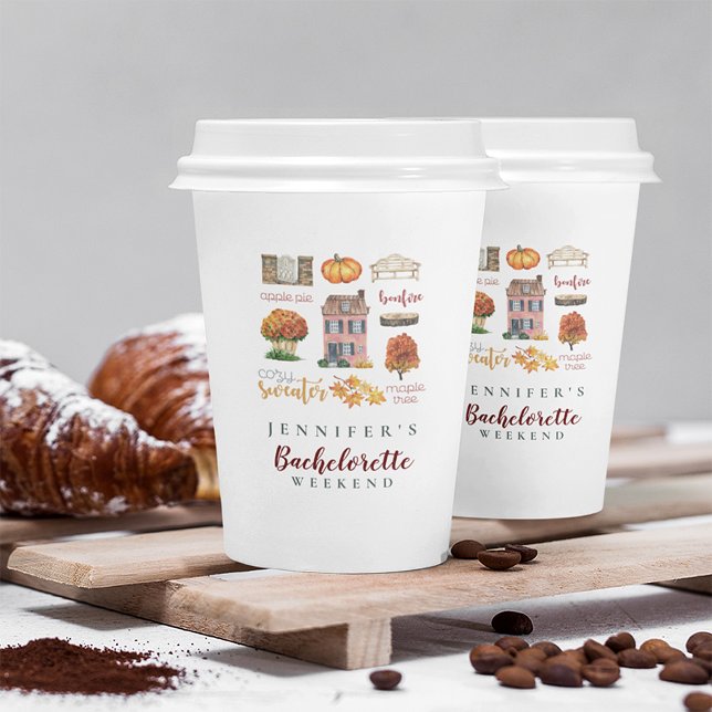 Gobelets En Papier Automne Vibes Automne Russe Bachelorette Party (Créateur téléchargé)