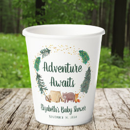 Gobelets En Papier Aventure Attend le Baby shower des animaux des boi