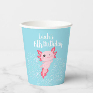 Gobelets En Papier Axolotc rose et bleu Anniversaire coupe papier