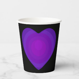 Gobelets En Papier B&W Purple Hearts Beating