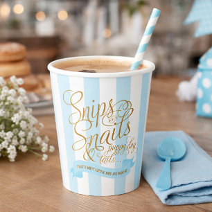 Gobelets En Papier Baby Blue rayé Escargots et limaces Baby Shower