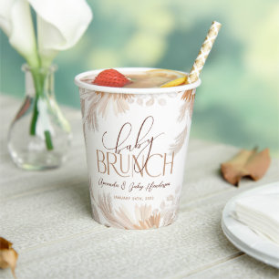 Gobelets En Papier Baby Brunch Pampas Neutre Baby Shower