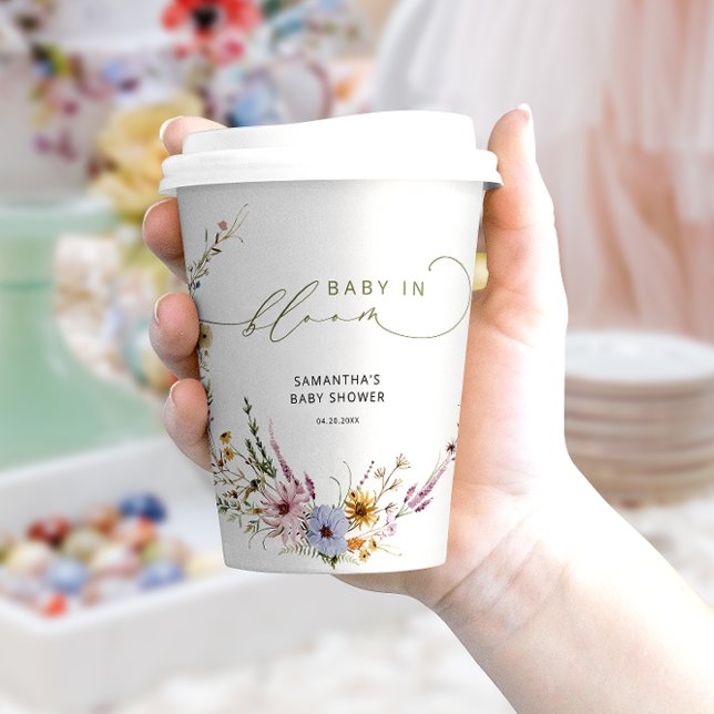 Gobelets En Papier Baby in Bloom Fleur sauvage Boho Baby shower (Créateur téléchargé)