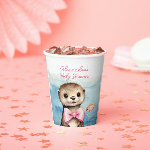 Gobelets En Papier Baby Otter Girl Baby shower